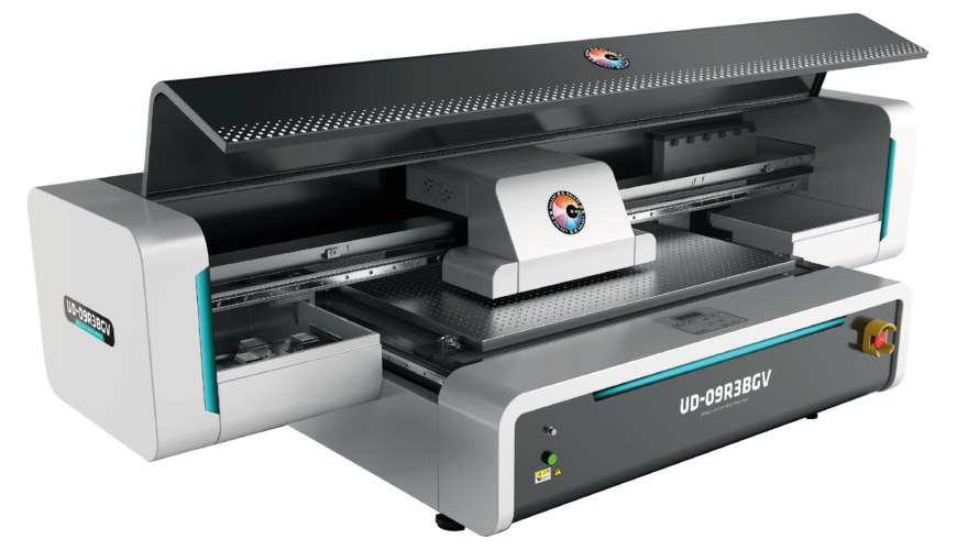 1.8m UV HYBRİD BP baskı makinesinin tabla (flatbed) ünitesi 3D görünümü